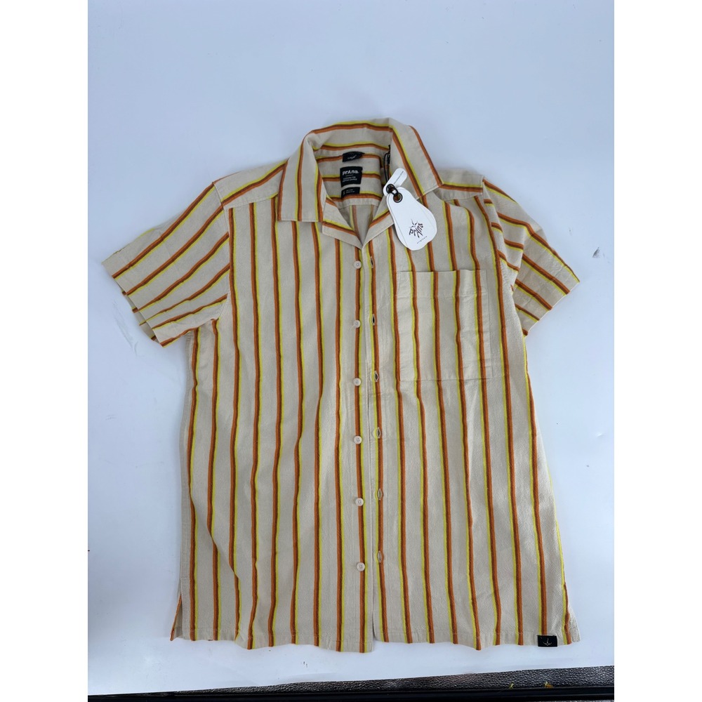 Prana Mantra Heritage Shirt Mens Small Yarrow Striped Organic Cotton 1972321 NWT